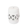 Elegant Glazed Ceramic Drum Stool Indoor / Outdoor Side Table Accent Garden Stool - White - Image 10