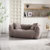 Soft Beanbag Chair With High Resilience Foam Core For Two People - Brown - Image 8