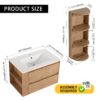 Modern Wall Mounted Bathroom Vanity With Sink And Storage Rack 2 Soft Close Drawers Plywood 30" - Imitative Oak - Image 3