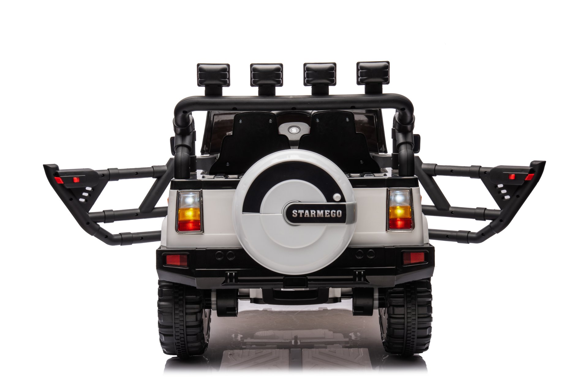 12V7A 30W*2 Four-Wheel Drive Leather Seat One Button Start, Forward And Backward, High And Low Speed, Music, Front Light, Power Display, Two Doors Can Open, 2.4G R / C, Seat Belt Four Wheel Absorber - White / Black - Image 3