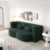 Modern Floor Sofa With 2 Pillows, Convertible Teddy Fabric Foam Filled Sleeper Sofa Bed, Full Size Folding Mattress For Living Room Guest Bed, Playroom, No Assembly Required - Green - Image 6