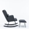 Rocking Chair, Glider Chair, Rocking Accent Chair With Lumbar Pillow And Ottoman For Living Room - Black - Image 3