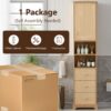 Tall Bathroom Cabinet With 1 Door, 3 Drawers, Open Storage - Wood - Image 10