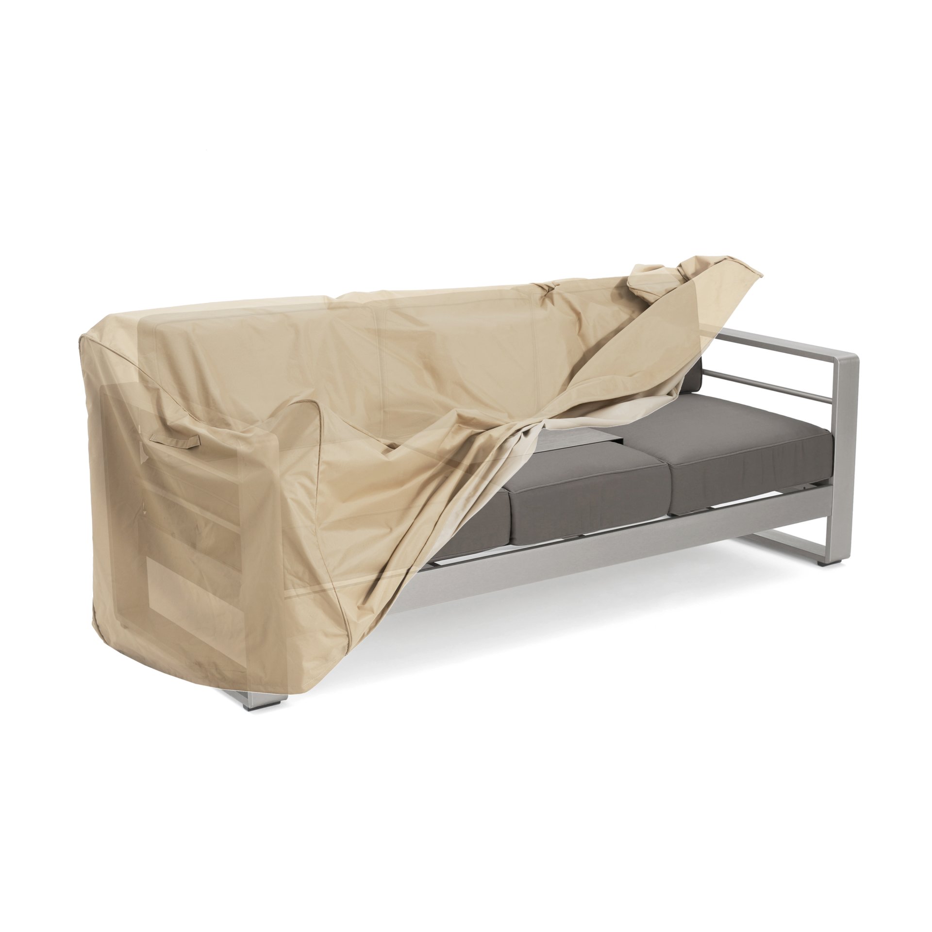 Shiled - Patio Outdoor 3 Seater Sofa Cover Fabric Weather Resistant - Beige - Image 7