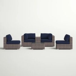 Patio Conversation Set With Cushions, Seats 4 - Gray Mix
