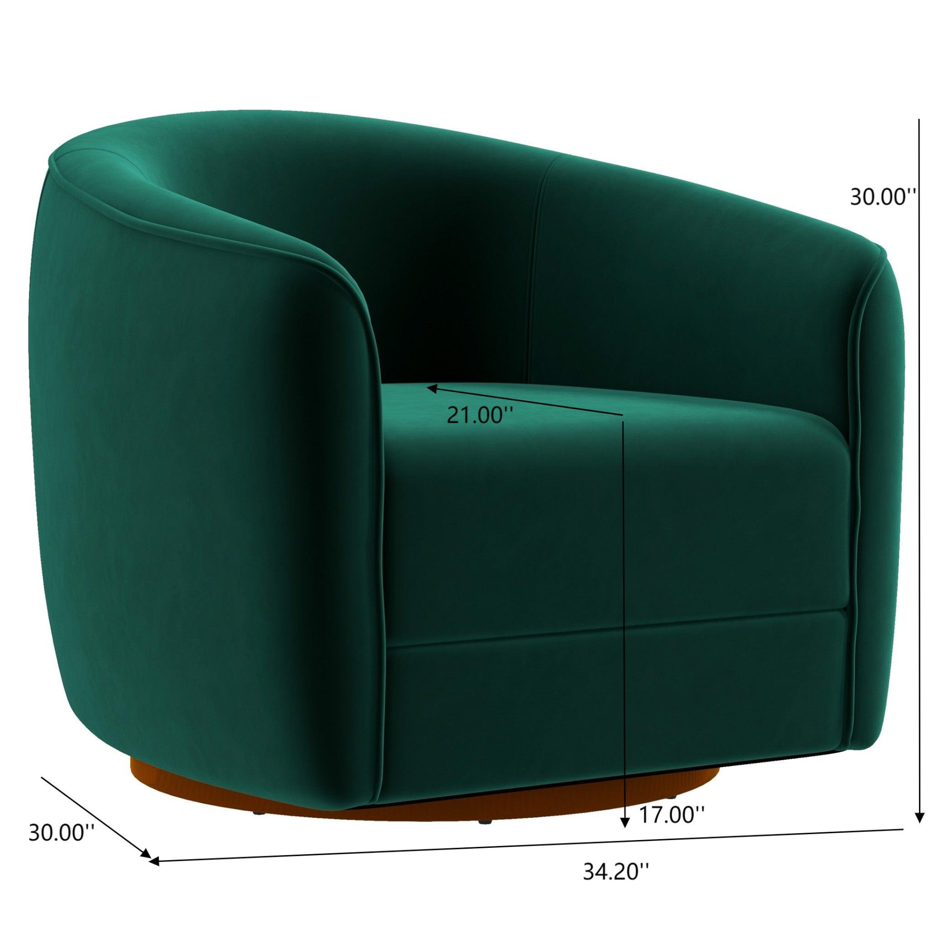 Elise - Mid-Century Modern Swivel Chair - Dark Green - Image 3