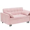 Folding Sofa Bed With Adjustable Back Access To Sofa Recliner Single Bed Adult Modern Chair Bed - Pink - Image 11