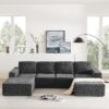 Modular U Shaped Sectional With Ottomans, Luxury Cloud Floor Couch With Deep Seat Fully Compressed Upholstered Sofa - Dark Gray - Image 19