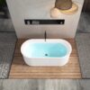 Acrylic Freestanding Bathtub-Acrylic Soaking Tubs, Fluted Style Freestanding Bathtub With Integrated Slotted Overflow And Brushed Nickel Toe-Tap Drain, 02149-Bn - Glossy White - Image 5