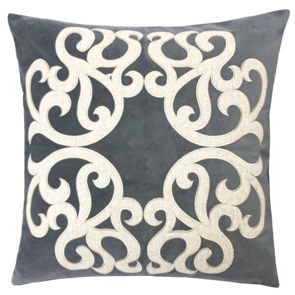 Dora - Vintage Vine Pillow Cover With Matching Back - Grey