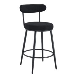 Stylish Ergonomic Bar Chairs Set With Breathable Cushions And Metal Legs, (Set of 2) - Black