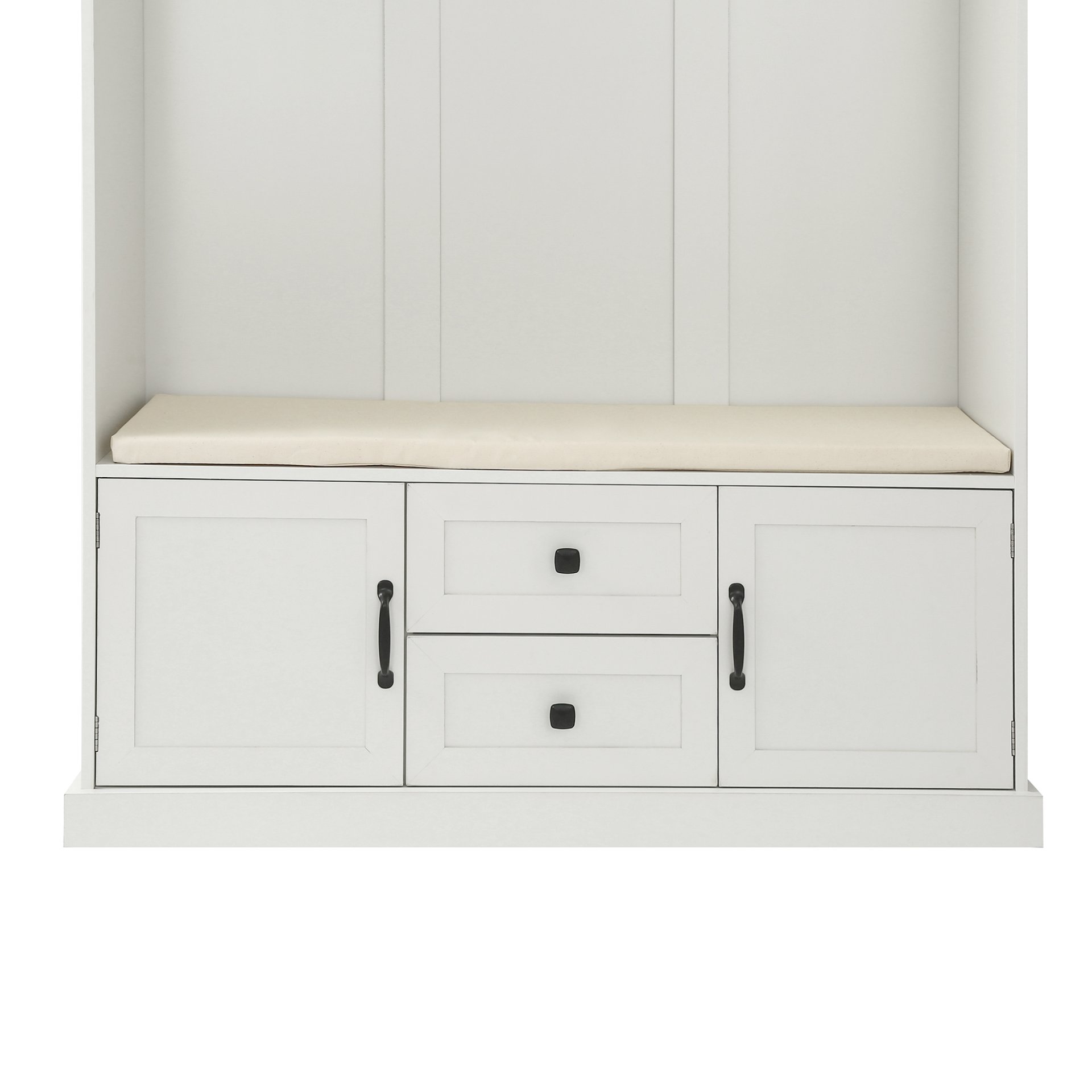 Hall Tree With 3 Hooks, Coat Hanger, Entryway Bench, Storage Bench, 3 In 1 Design, For Entrance, Hallway White - White - Image 4