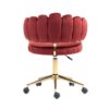 Velvet Home Office Desk Chair, Modern Cute Computer Chair With Swivel Wheels, Height Adjustable - Wine Red - Image 16