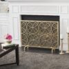 Thayer - Single Panel Iron Fireplace Screen With Geometric Design - Gold - Image 5