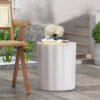 Outdoor End Table With Soft Wave Edge - Antique White - Image 4