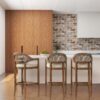 Americana - Mid-Century Modern Cane Back Bar Stool - Taupe Beige - Image 9