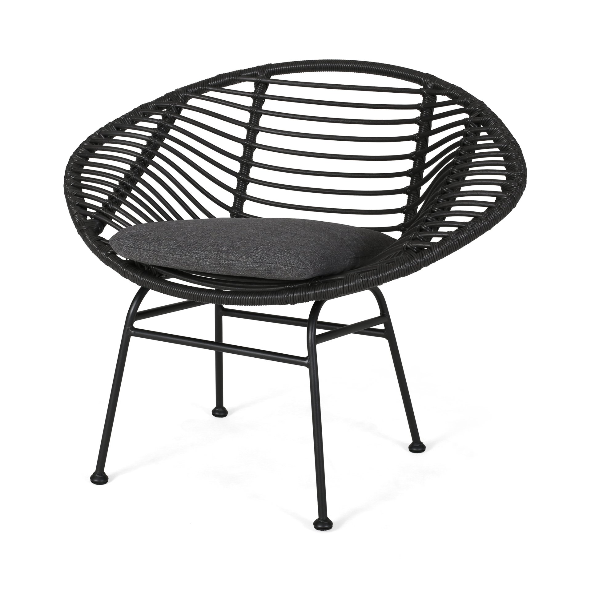 Cordella - Outdoor Woven Wicker Chairs With Cushions, (Set of 2) - Gray - Image 8