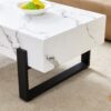 Minimalist Marble Patterned Coffee Table With Black Metal Legs - White / Black - Image 13