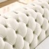 Shaped Chesterfield Sectional Sofa With Stainless Steel Accents Velvet Button Tufted Sofa With 5 Pillows Luxury Couch For Living Room - Beige - Image 8