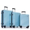 3 Piece Luggage Sets Lightweight Suitcase With Two Hooks, Spinner Wheels, (20/24/28) - Aqua Blue - Image 16