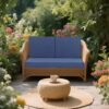 Outdoor Loveseat Cushion Set, Deep Seat Cushions For Patio Furniture, Waterproof Replacement Patio Chair Cushions (Set of 2), Double Seat - Navy Blue - Image 6