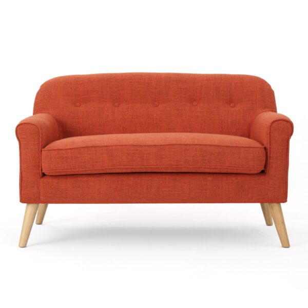 Classic Loveseat With Rolled Armrests And Button Tufting - Orange