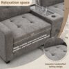 Sectional With Acrylic Table Top U Shaped Couch Set With 2 Consoles USB Charger, Storage Drawers And Pockets Movable Ottoman Tufted Sofa - Gray - Image 22