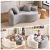 Tai Chi - Curved Dual Depth Loveseat, Full Compression Sponge Sofa - Light Gray - Image 2
