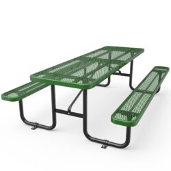 Expanded Metal Rectangular Picnic Table Set - Green