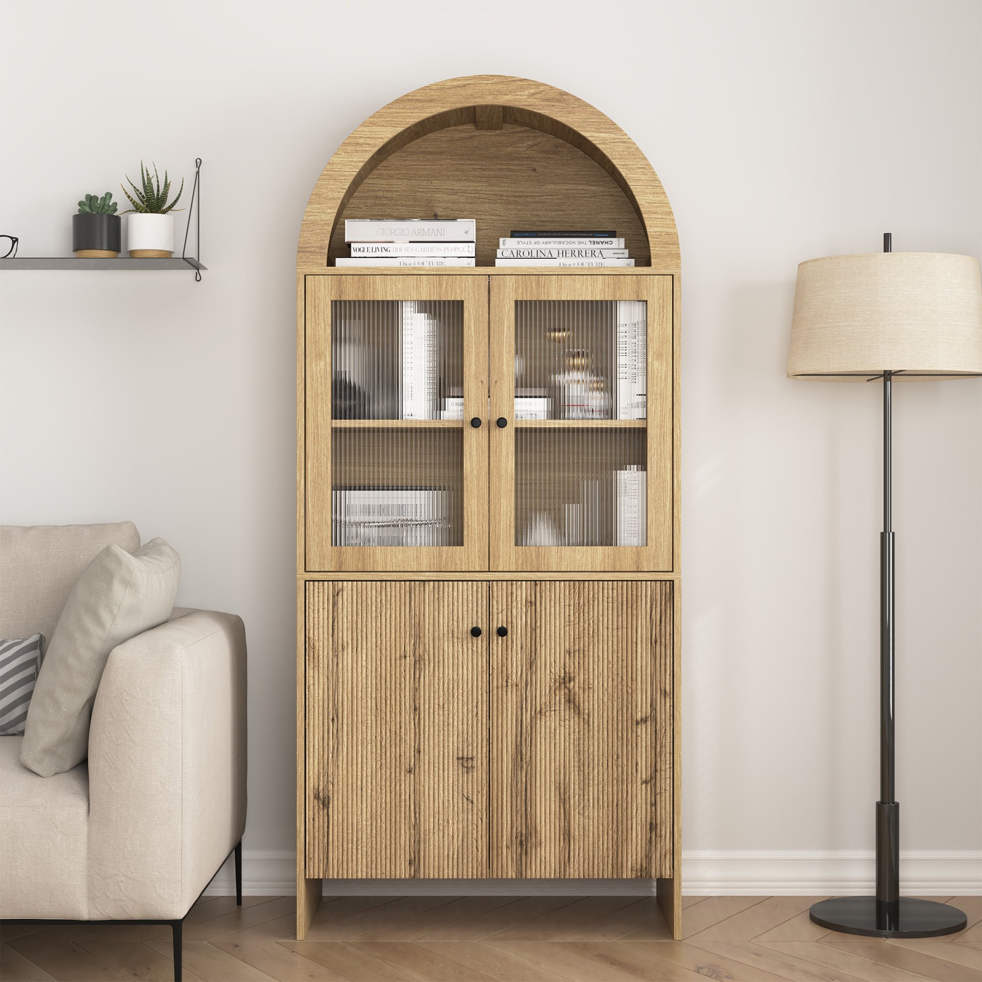 Grain Tech Inspired Dome Cabinet With LED Lighting - Smart Snack Storage Solution - Natural Wood - Image 2