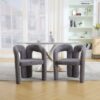 Contemporary Designed Teddy Velvet Upholstered Accent / Dining Chair With Armrest Teddy Fabric, (Set of 2) - Gray - Image 2