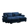 Modern Oversized 2 Seater Sofa With Ottoman Velvet Round Bolster Armrests Waist Pillow And Throw Pillows - Blue - Image 11