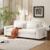 Modern Fabric Sofa With Plush Cushions, Sleek Arm Design, Solid Wood Frame - Beige - Image 2