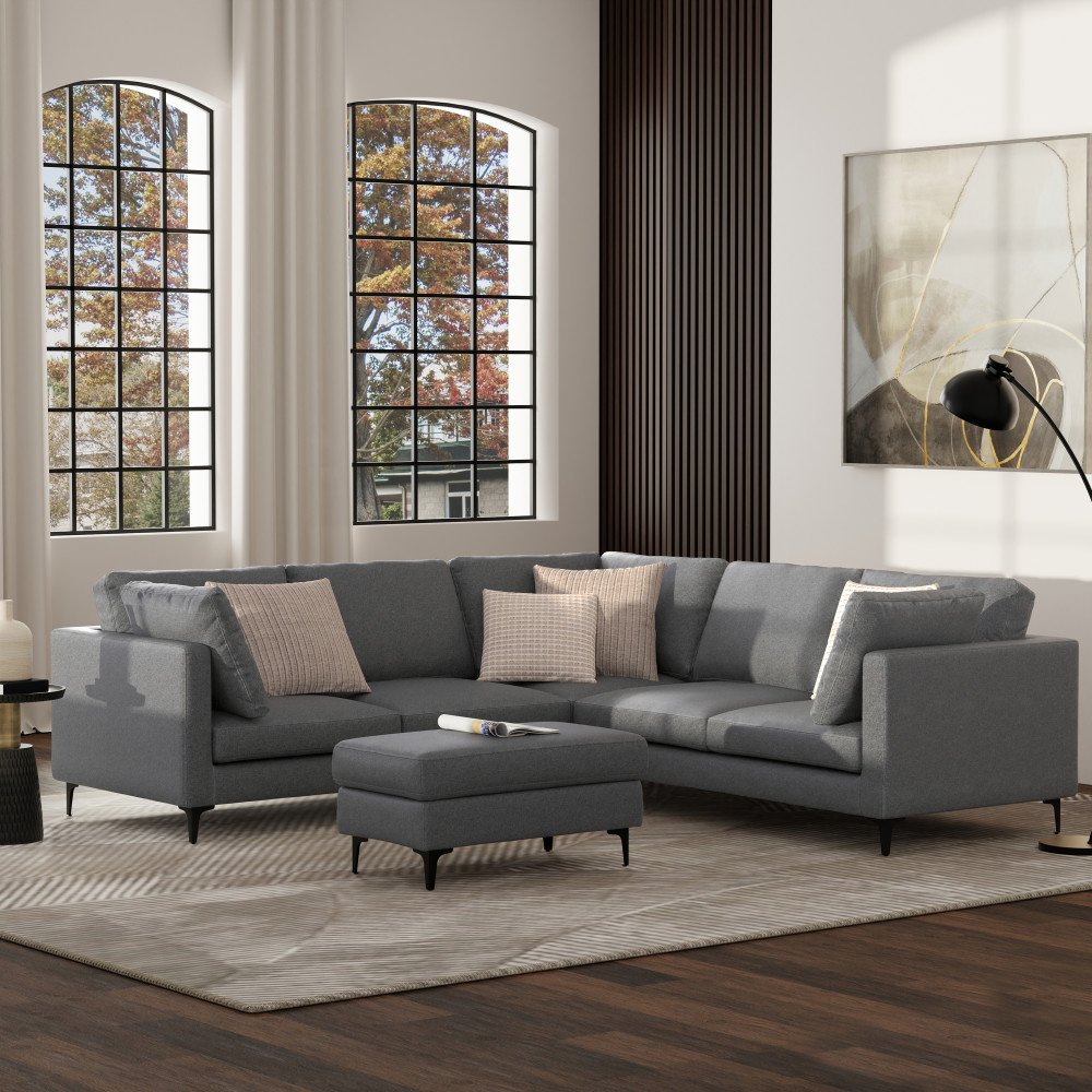 Ava - Mid Century Corner Sectional Sofa - Gray - Image 7
