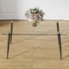 Modern Rectangular Glass Dining Table For 4 - 6 People With Tempered Glass Top And Metal Legs, Writing Desk For Kitchen, Dining Room And Living Room - Transparent - Image 5