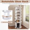 6 Tier Spinning Shoe Rack, Free Standing 360° Revolving Shoe Organizer - White - Image 14