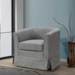 Tucker - Woven Fabric Swivel Barrel Chair - Steel Gray