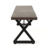 Modern Industrial Outdoor Aluminum Dining Bench With Steel Frame - Brown / Black - Image 6