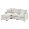 Modern Modular Sofa, 4 Seat Chenille Sectional Couch Set With 2 Pillows Included, Freely Combinable Indoor Funiture - White - Image 3
