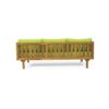 Claremont - 3 Seater Daybed Teak Acacia Wood Water Resistant Cushions - Green - Image 11