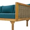 Claremont - 3 Seater Daybed With Rattan Arms And Cushions, Acacia Wood Frame - Teak / Teal - Image 10