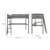 Everest - Full Size For Kids And Toddlers High Loft Bed With Desk And Storage - Gray - Image 3