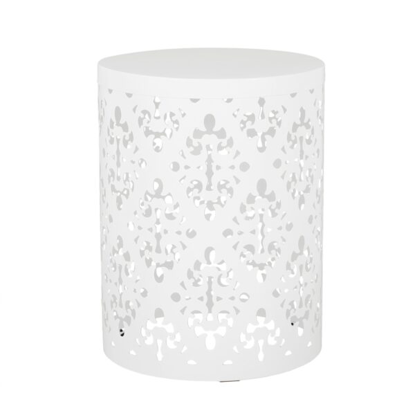 Outdoor Metal End Table, Large - White