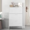 Modern Shoe Storage Cabinet With 3 Flip Drawers And Metal Frame For Entryway - Brushed Nickel - Image 2