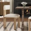 Mid Century 7 Piece Dining Set With Upholstered Armless Chairs & Wood Table - Beige / Natural - Image 4