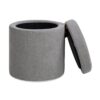 Brandy - Round Upholstered Storage Ottoman With Leather Accent - Gray - Image 3