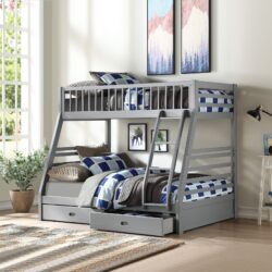 Jason - Twin Full Bunk Bed With Storage - Gray