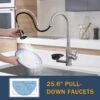 3 In 1 Kitchen Faucet With Press Type Glass Rinser, High Arc Pull Down Sprayer, 3 Function Spray Mode - Brushed Nickel - Image 6