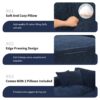 2 Pices Free Combination Minimalist Style Modular Sectional, Wrinkle Resistant Couch Set L Shaped Compressed Sofa For Living Room - Dark Blue - Image 23