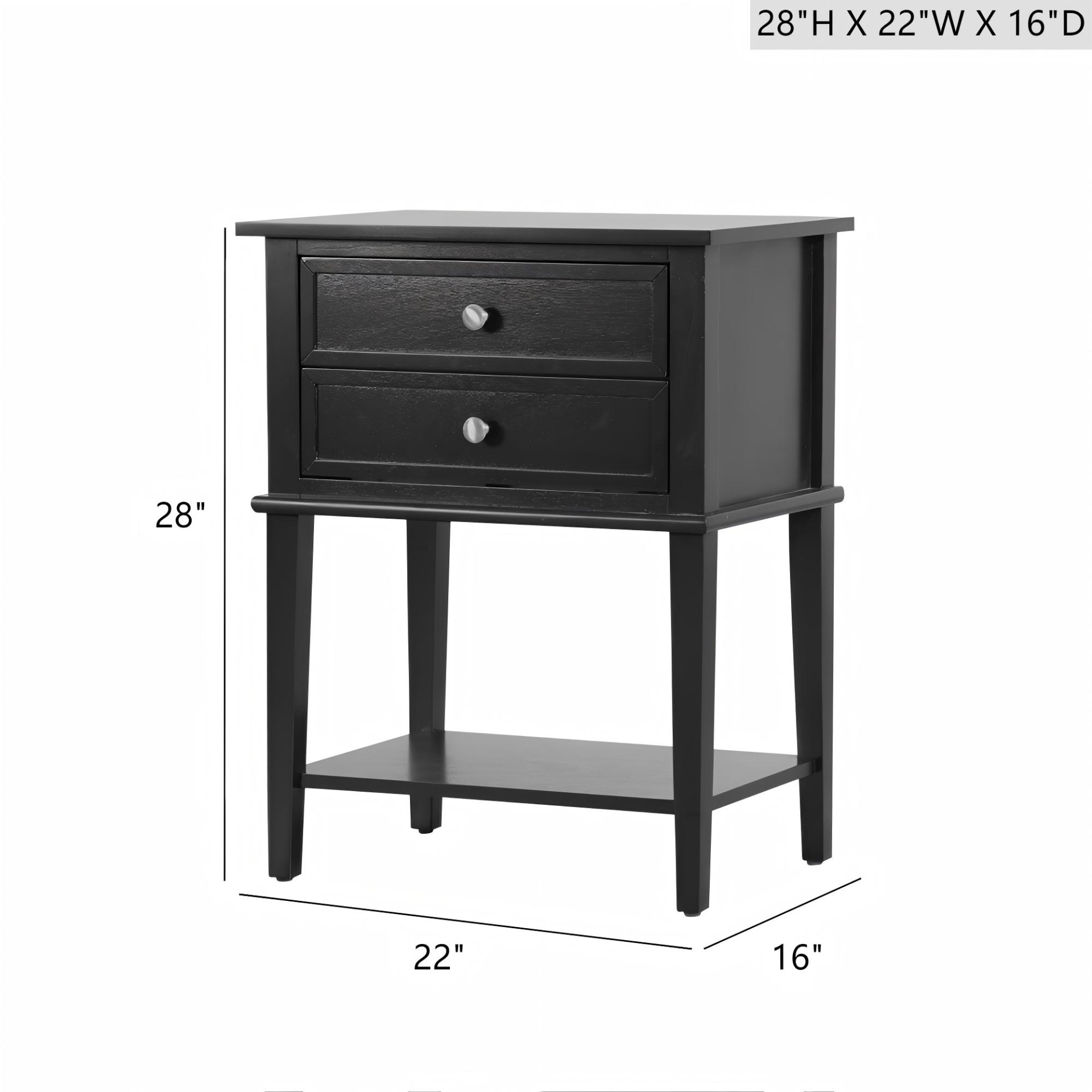 Vibrant Contemporary Nightstand - Black - Image 3